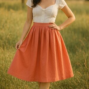 Hearts and Found Coral Peach Circle Skirt